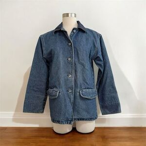 Vintage Cherokee Chore Denim Barn Jean Coat Jacket Small Plaid Western